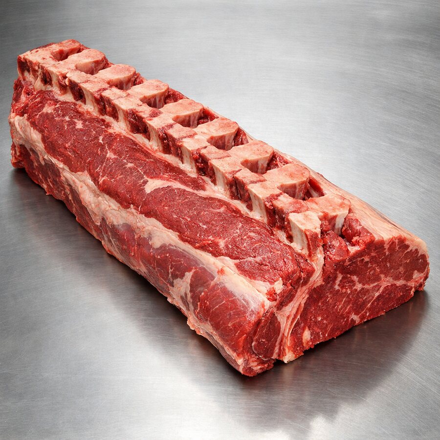 Whole, uncut bone-in beef short loin primal